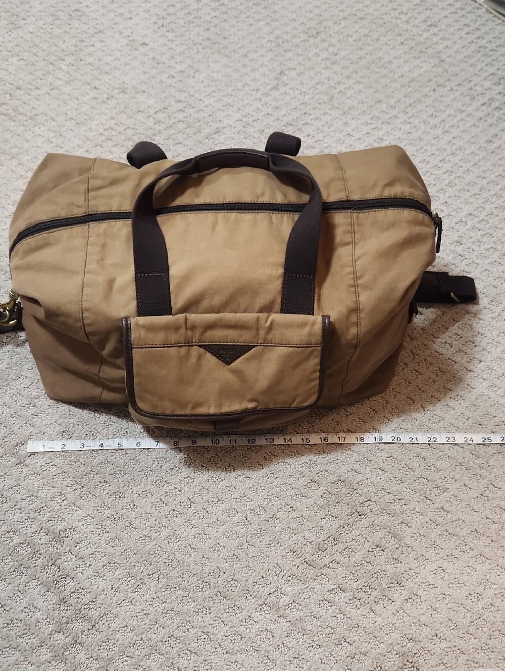 Fossil Men's Waxed Canvas & Leather Travel Duffel Bag - British Tan & Brown - Picture 13 of 16